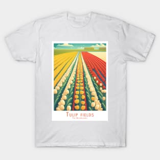 Vinatge Retro Vibrant Tulip Fields Poster T-Shirt